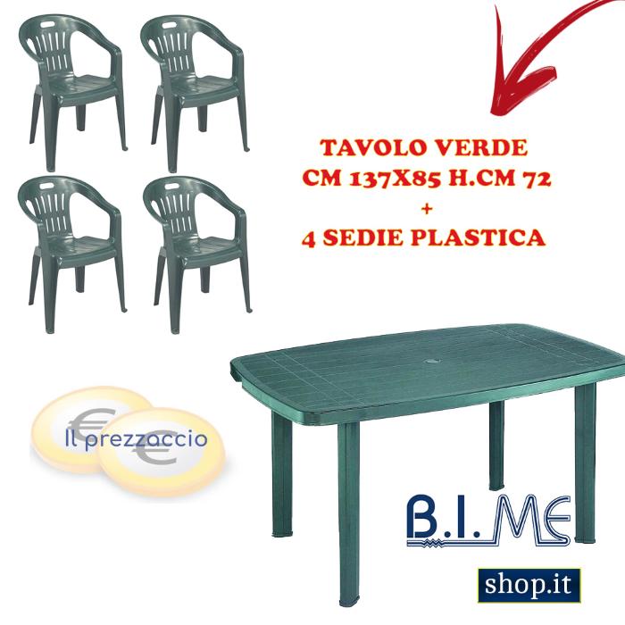 KIT TAVOLO CM 137X85 H.CM 72  + 4 SEDIE IMPILABILI