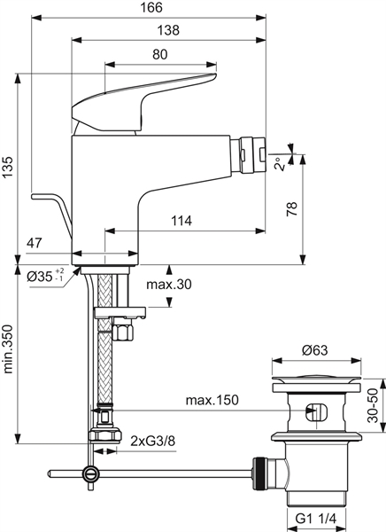 IDEAL STANDARD B1718AA Ceraflex Misc Bid P/Met Crom