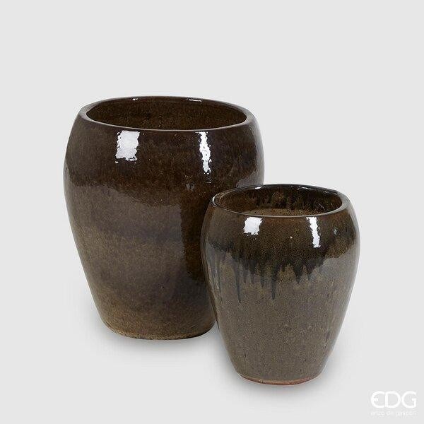 EDG 01354496 H68 Vaso Glaze Bombato H 68 Teal