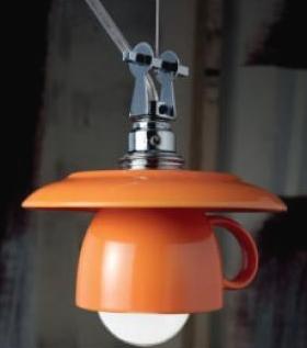 LAMPADA A SOSPENSIONE A FORMA DI TAZZA DI CAFFE’ H250 COLORE ARANCIO