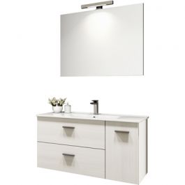 Mobile bagno sospeso “betty” con lavabo e specchio cm. 90 larice bianco