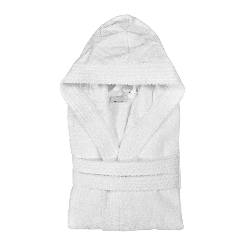 Accappatoio bianco 100% cotone taglia M con tasche cappuccio e cintura