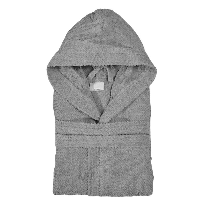 Accappatoio grigio 100% cotone taglia S con tasche cappuccio e cintura