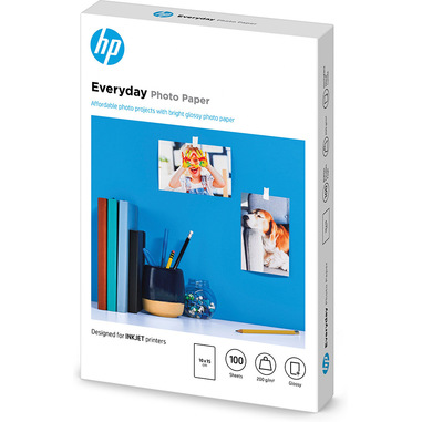 HP Carta fotografica Everyday, lucida, 200 g/m2, 10″ x 15″ (101 x 152 mm), 100 fogli