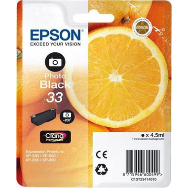 Epson Oranges 33 PHBK cartuccia d’inchiostro 1 pz Originale Resa standard Nero per foto