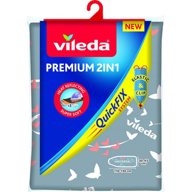 Vileda 163229 rivestimento per asse da stiro Copertura superiore dell’asse da stiro Cotone, Schiuma Grigio