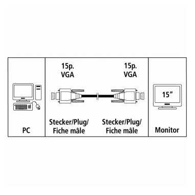 Hama Cavo monitor VGA HDD 15 pin M/HDD 15 pin M, 1,8 metri, grigio, 1 stella