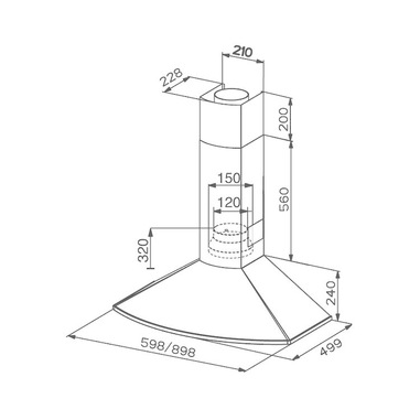 FABER S.p.A. TENDER X A90 Cappa aspirante a parete Acciaio inox 400 m³/h