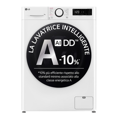 LG F4R5009TSWW Lavatrice 9kg AI DD, Classe A-10%, 1400 giri, TurboWash, Vapore