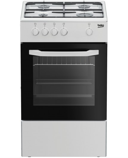 Beko Cucina CSG42001FW, (LxDxA) 50x50x85, Bianca, Forno a gas, piano cottura a gas 4 zone, Coperchio in metallo