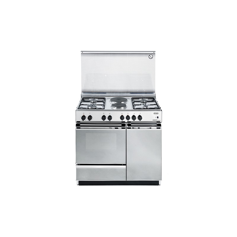 De’Longhi SEX8542NED Cucina a Gas Piano Cottura 4 Fuochi + 2 Piastre Elettriche Coperchio in Cristallo Classe A – SEX 8542 N ED