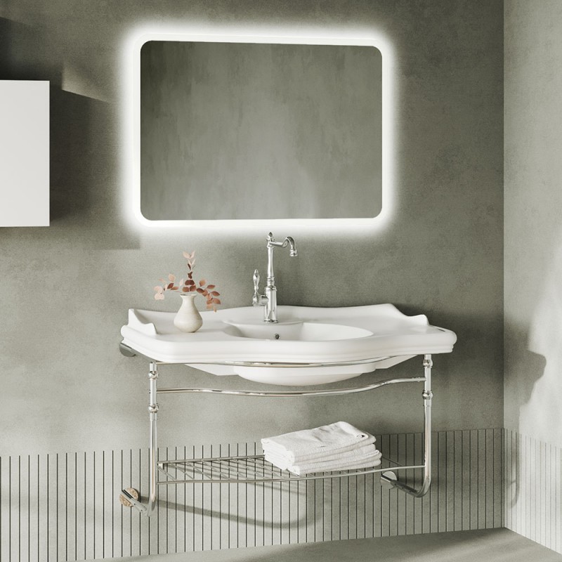 Mobile bagno sospeso 115 cm in metallo cromato con lavabo  Gardenia