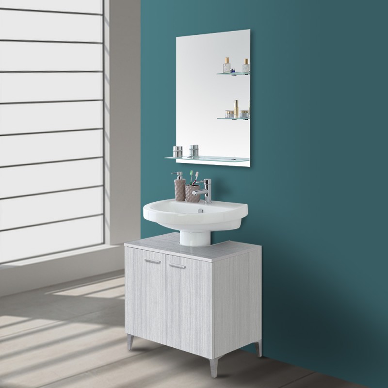 Mobile sotto lavabo universale 70 cm grigio con 2 ante Desya