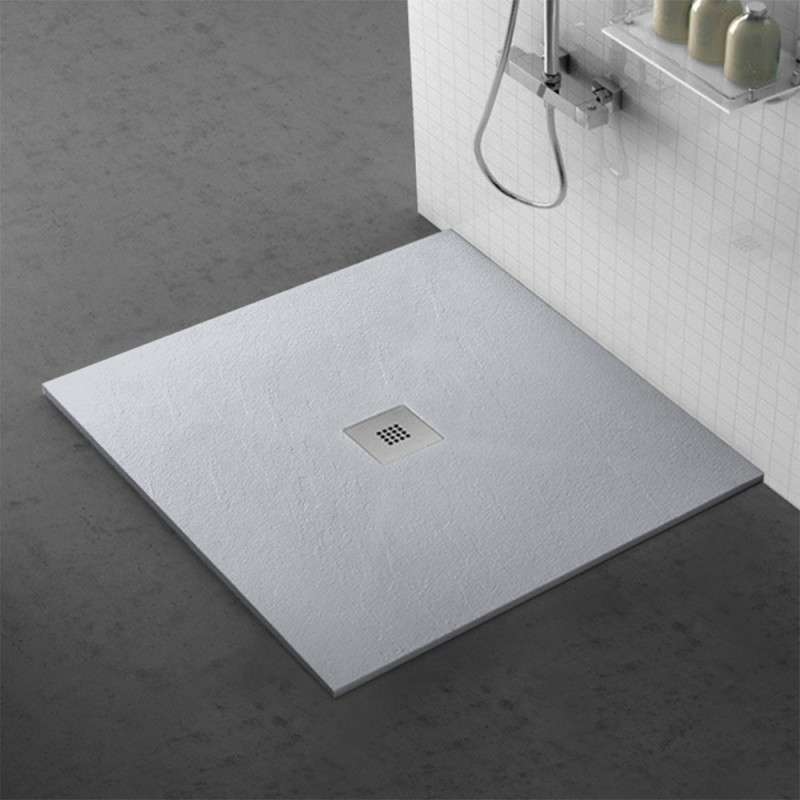 Piatto doccia su misura 80×80 Karen in resina effetto pietra grigio